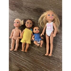 Mattel Barbie Chelsea Krissy Baby Doll Lot Small Dolls Blonde Brunette 4pc